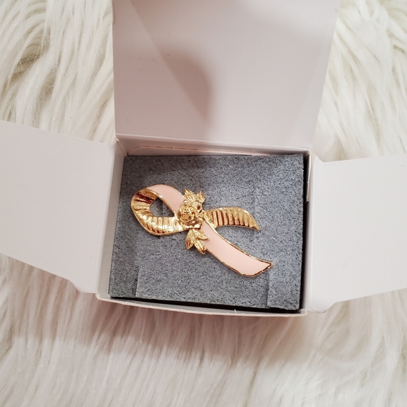 Nwot pink and gold tone Breast cancer awareness tac pin - Picture 5 of 7